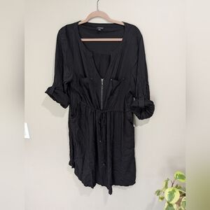 torrid Black Zip-Front Drawstring Tunic Dress